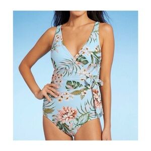 NWT Wrap-Front High Coverage Swimsuit - Kona Sol Tropica Print size Large
